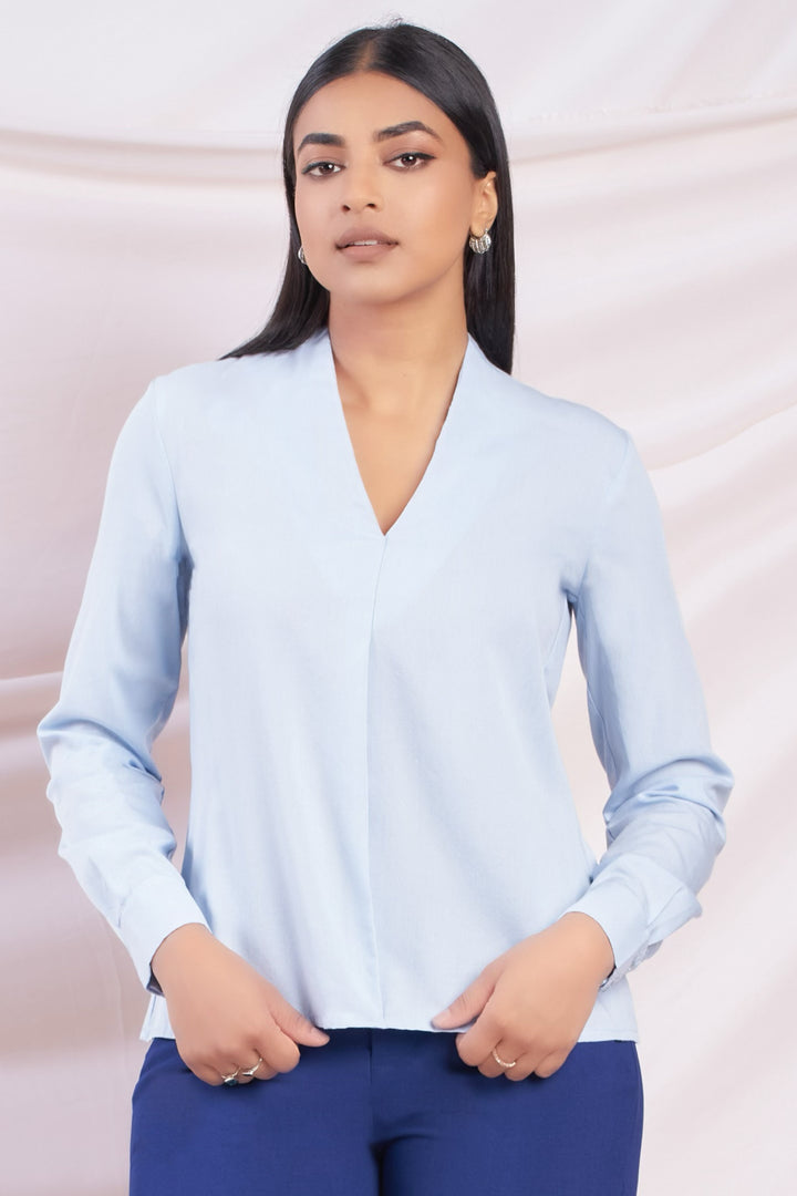 Blue Long Sleeve Top