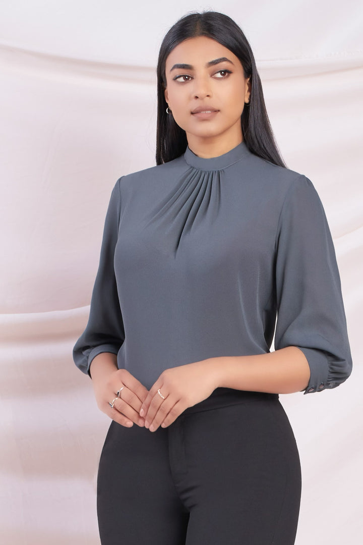 Grey High Neck Top