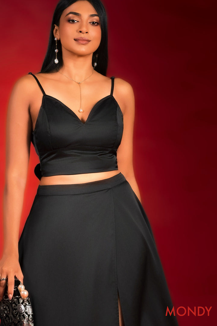 Black Tie Back Crop Top