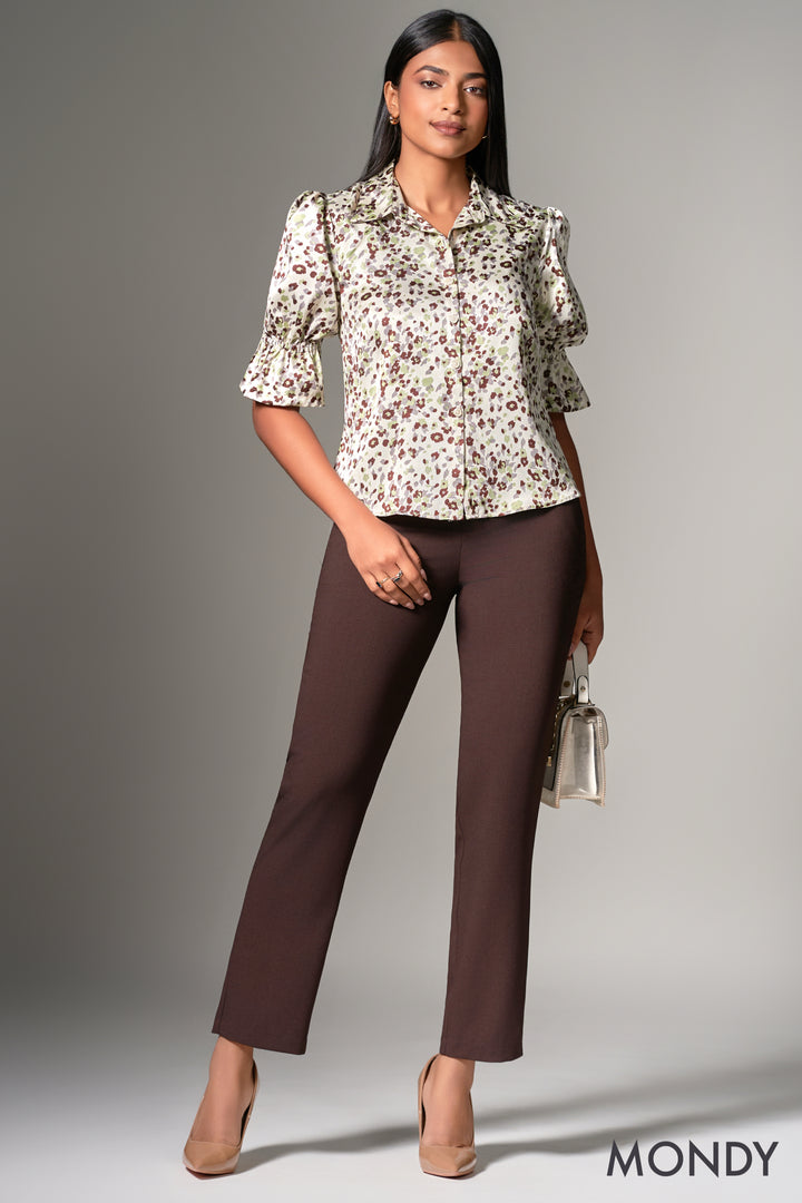 Printed Puff Sleeve Top