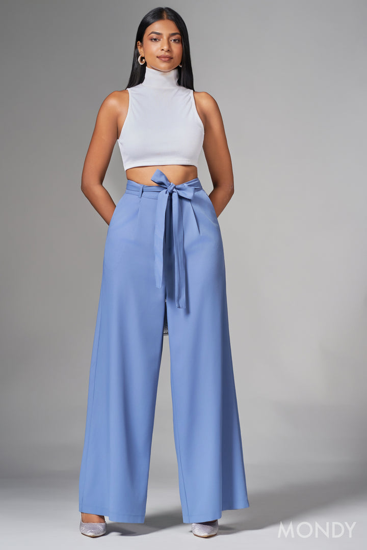 Tie Detail Wide Leg Pant