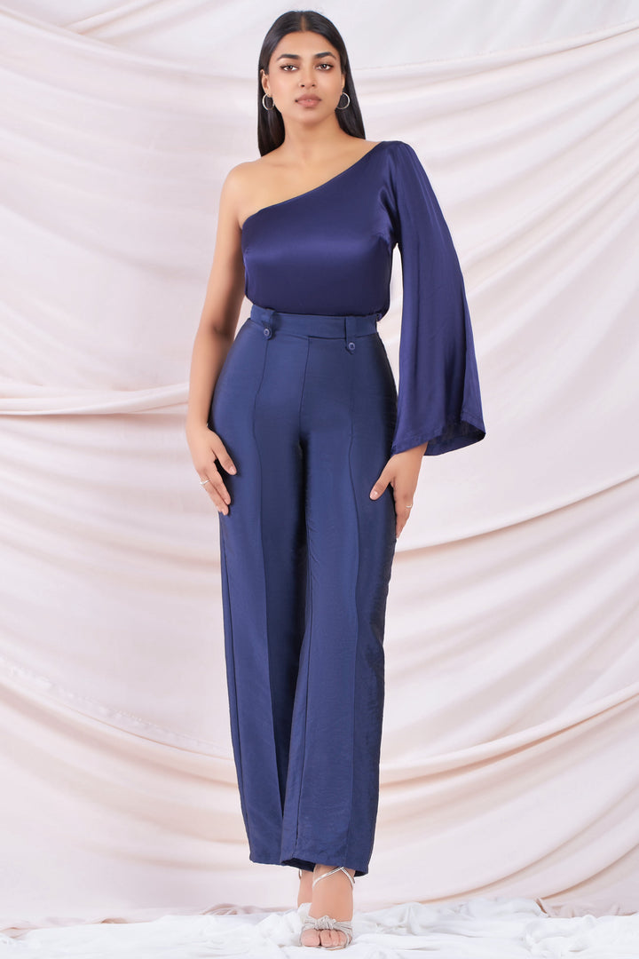 Navy One shoulder Top