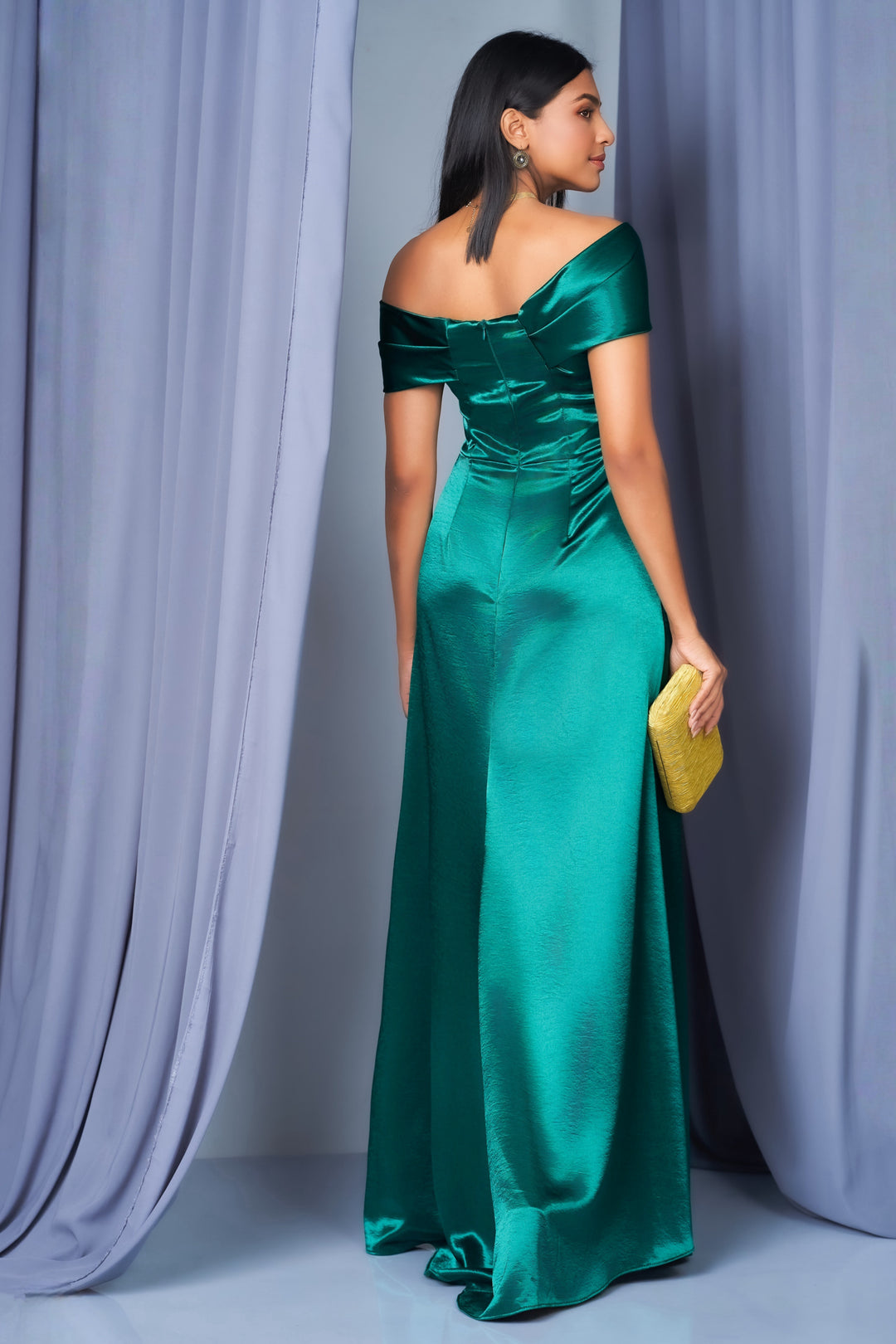 Green Off Shoulder Maxi Dress