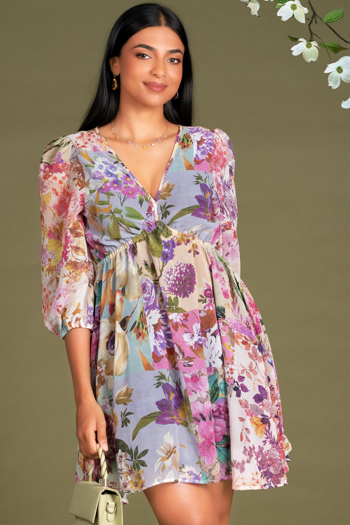 Printed Backtie Mini Dress