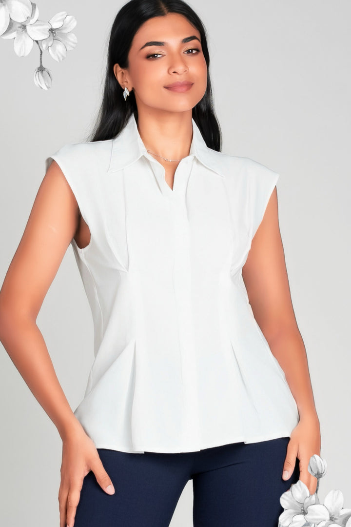 White Front Detail Top