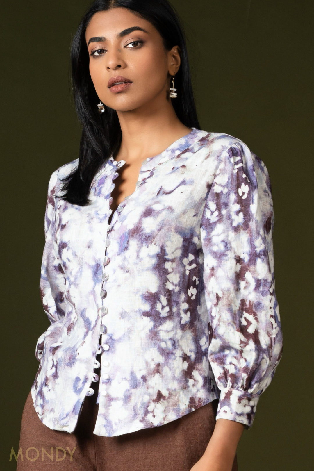 Printed Button Up Top