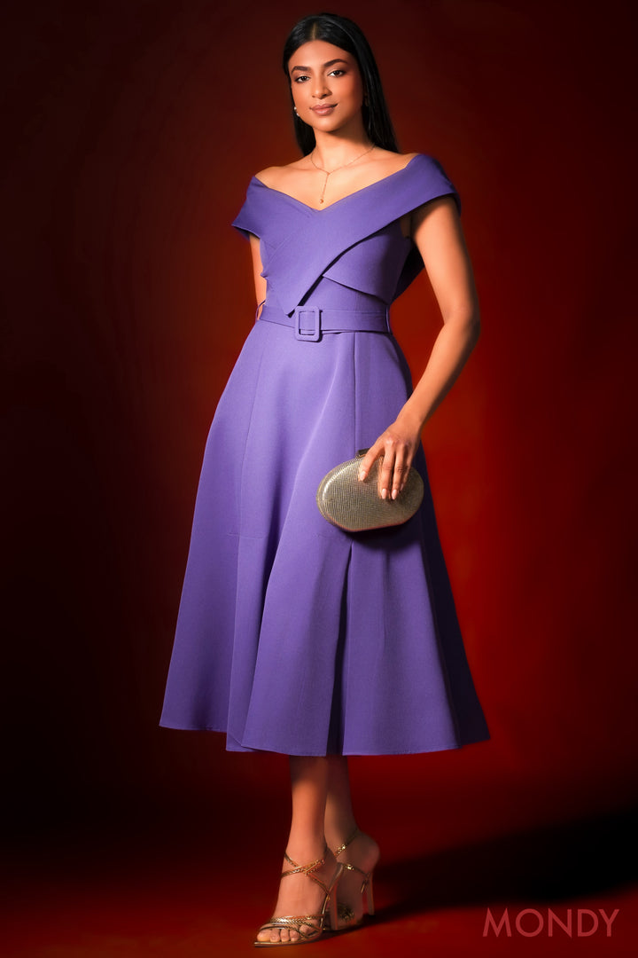 Purple Off Shoulder Dress