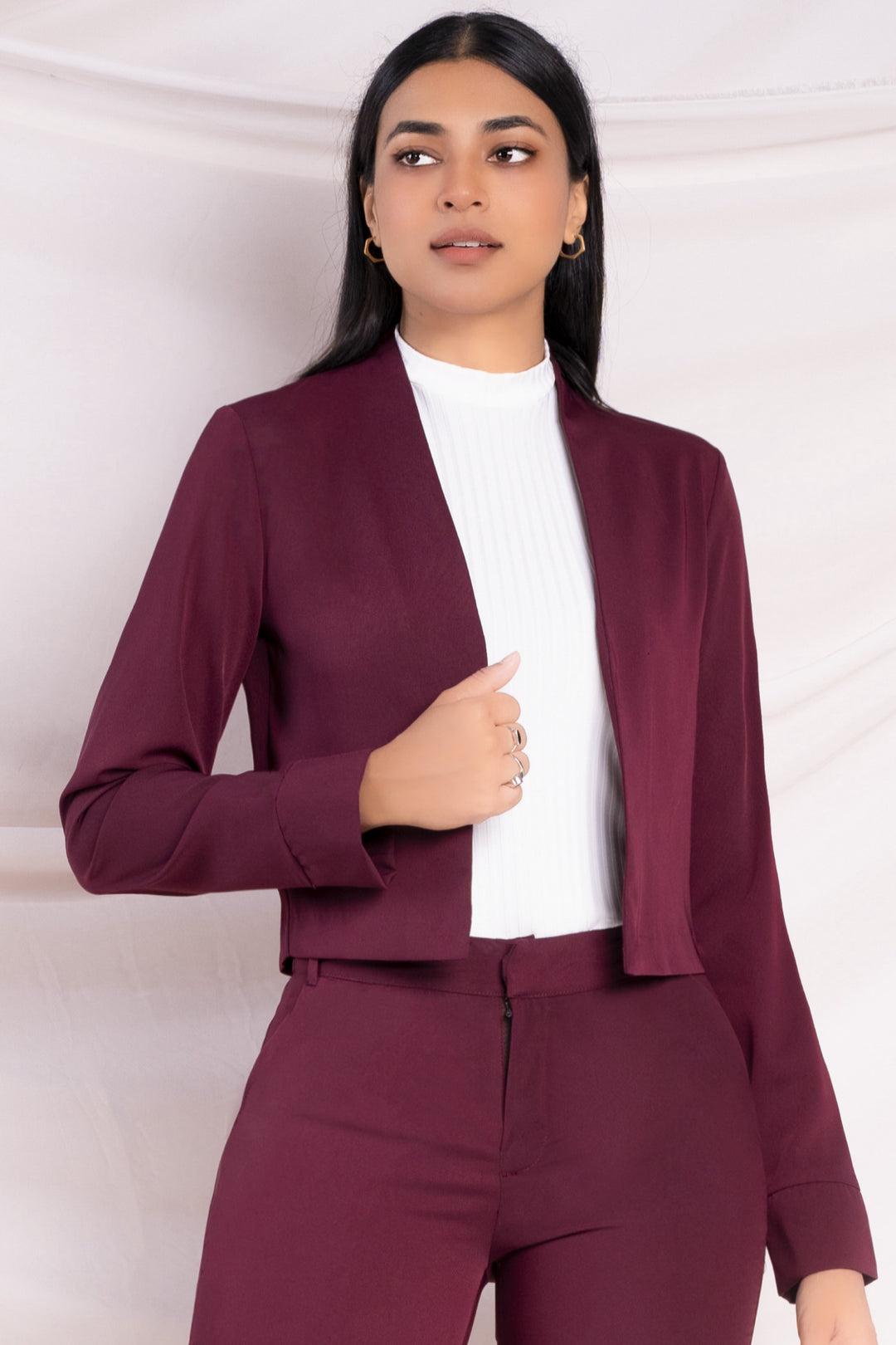 Cropped Open Front Blazer