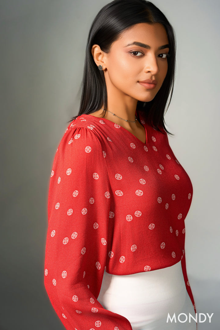 Printed Puff Sleeve Top