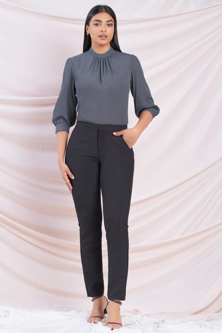 Grey High Neck Top