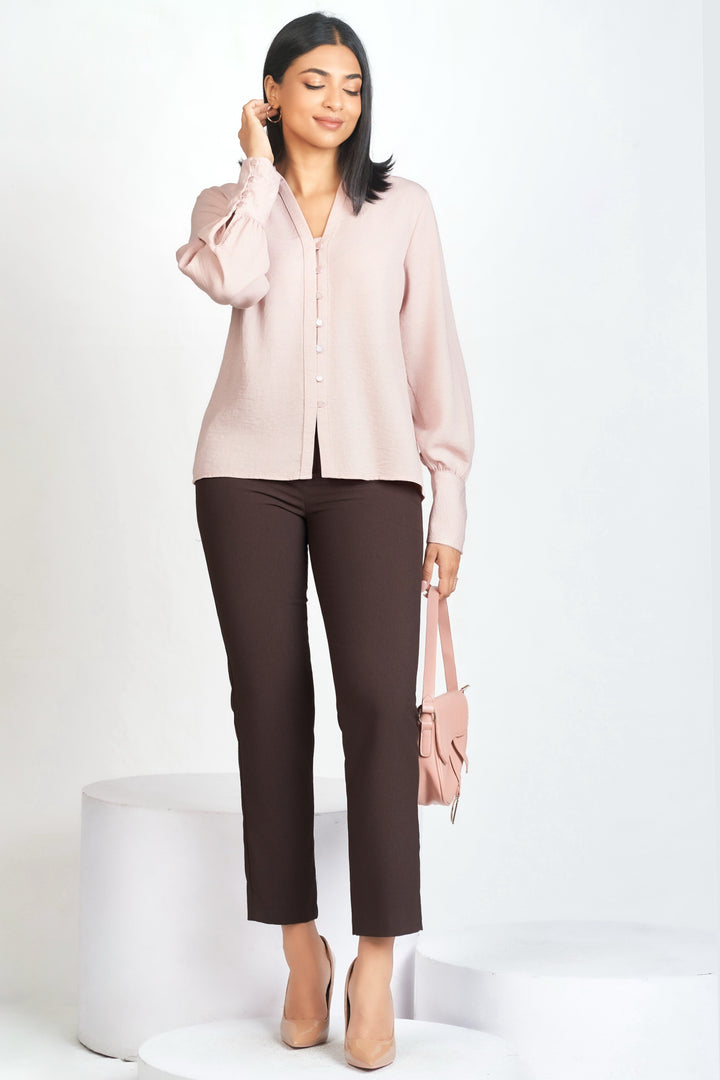 Pink Button Up Top