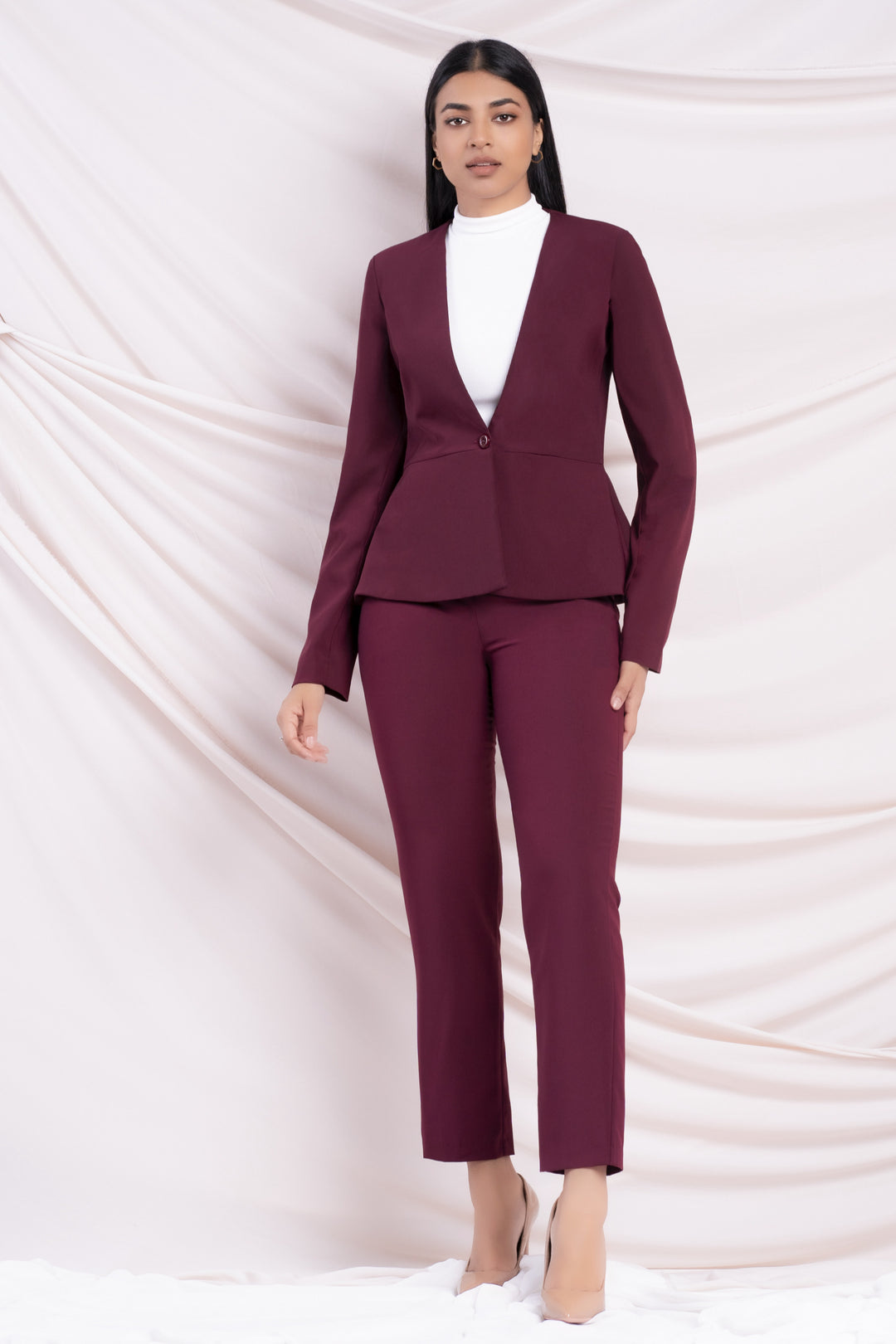 Maroon Peplum Blazer