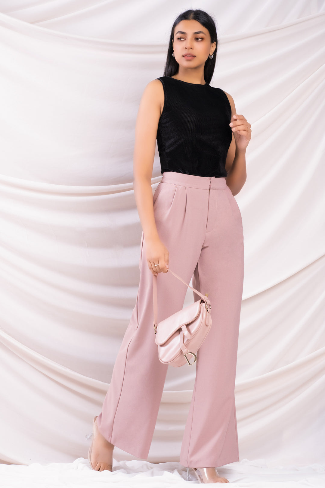 High Waist Pleated Wide Leg Pant