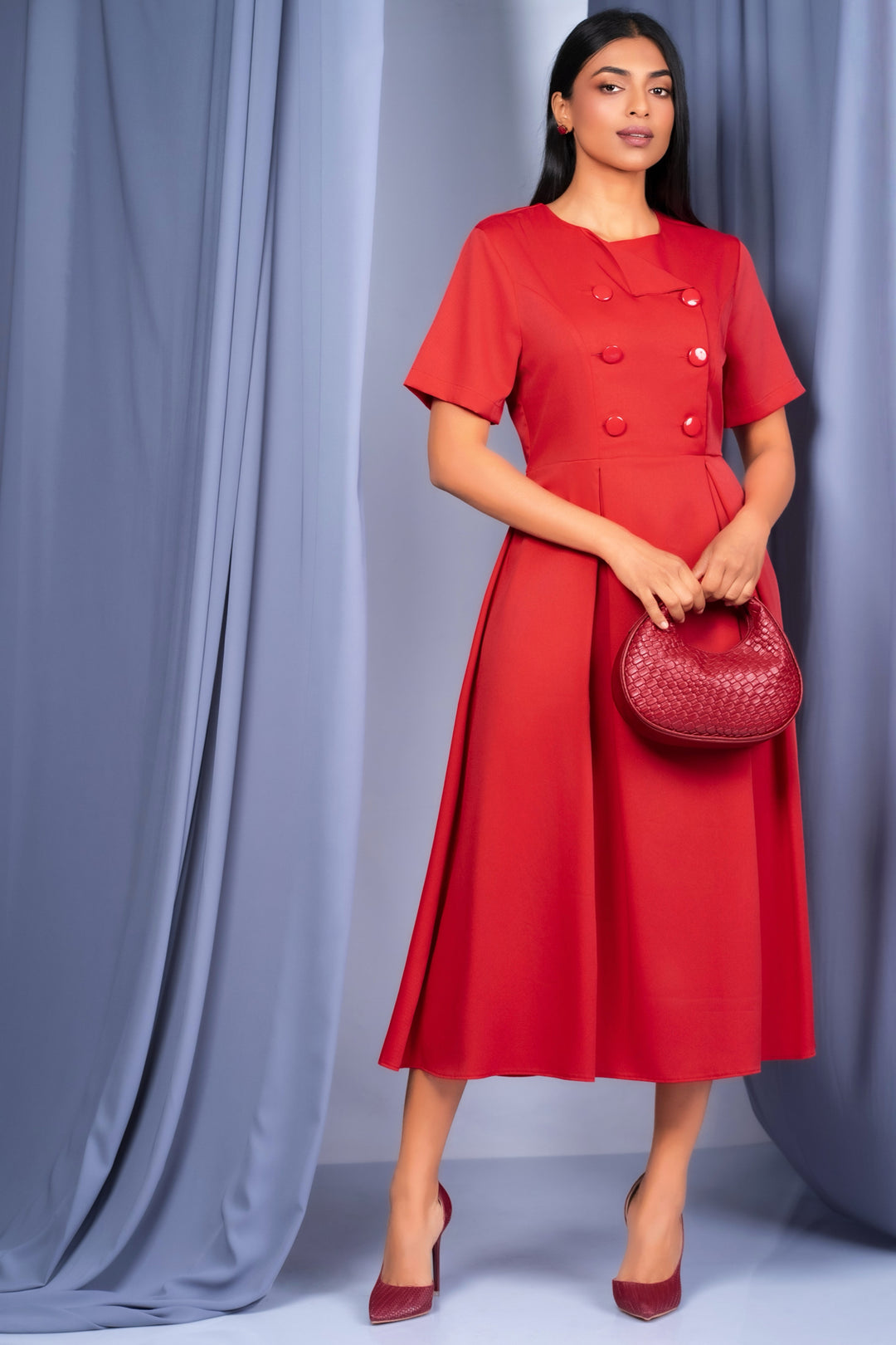 Double Buttoned Midi Dress