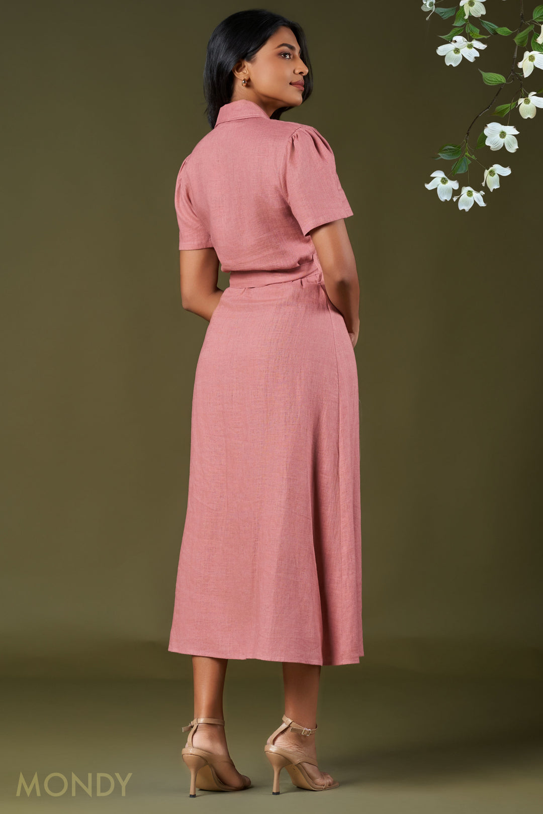 Tie Waist Midi Shirt Dress MONDY78 Tie Waist Midi Shirt Dress MONDY78