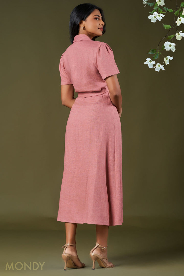 Tie Waist Midi Shirt Dress