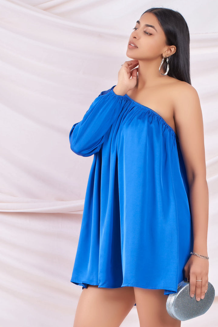 Blue One Shoulder Tent Dress