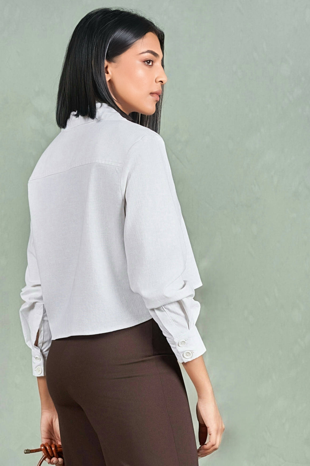 White Cropped Shirt