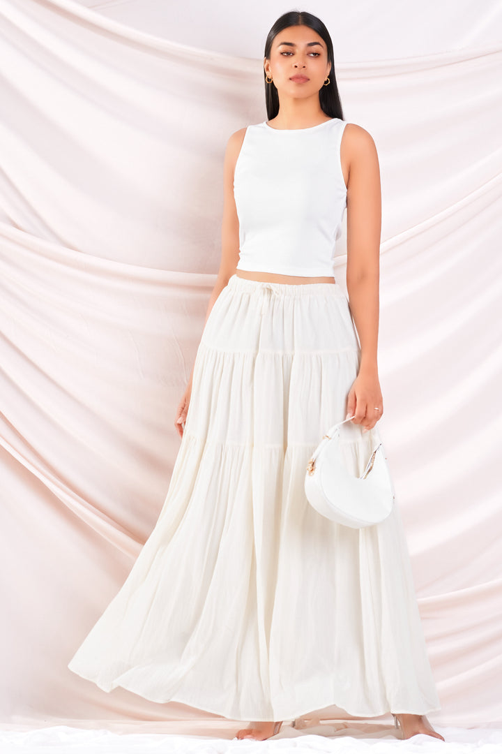 Cream Linen Maxi Skirt