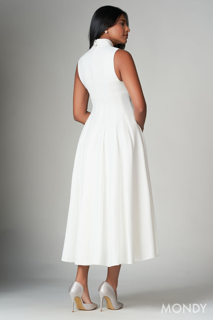 Mock Tie Detail Midi Dress