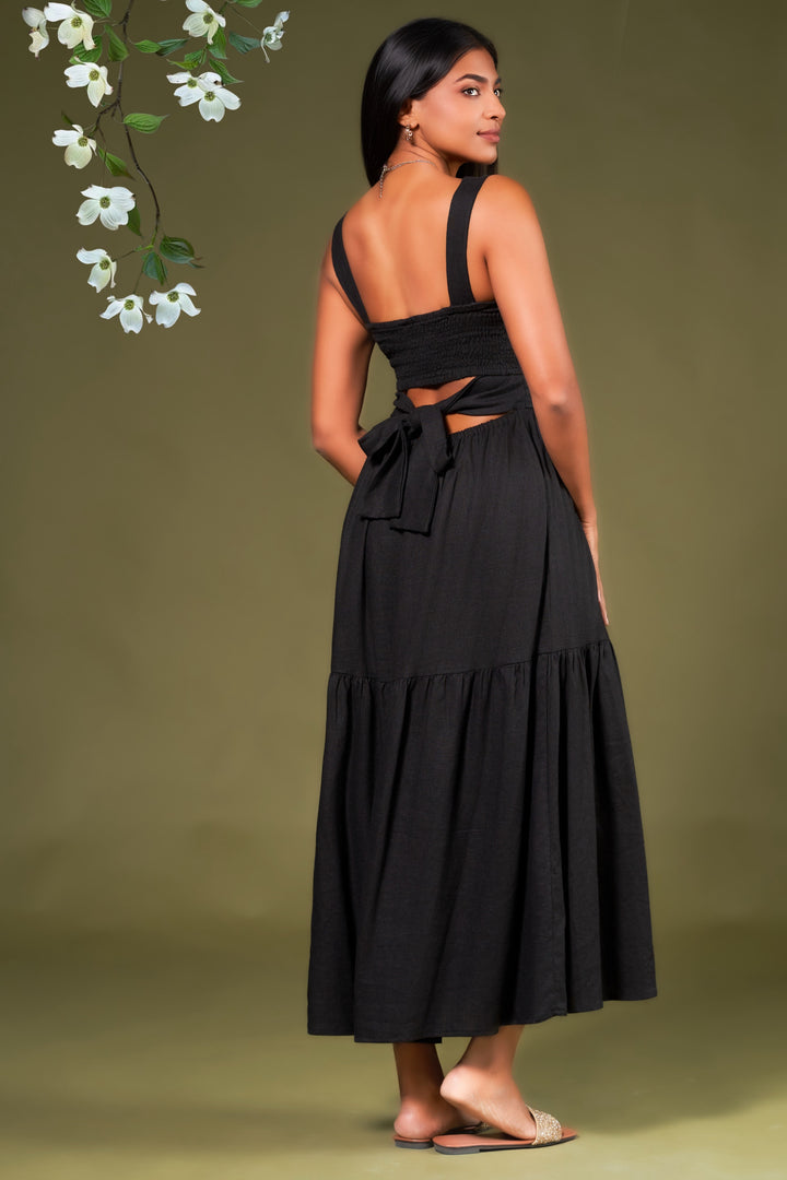 Black Tie Back Maxi Dress