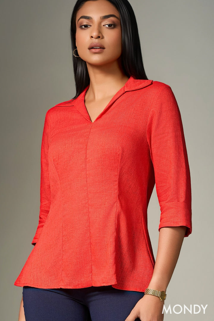 Collared Peplum Top