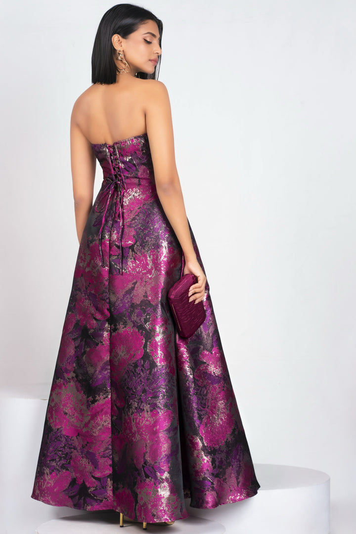 Strapless Jacquard Maxi Dress