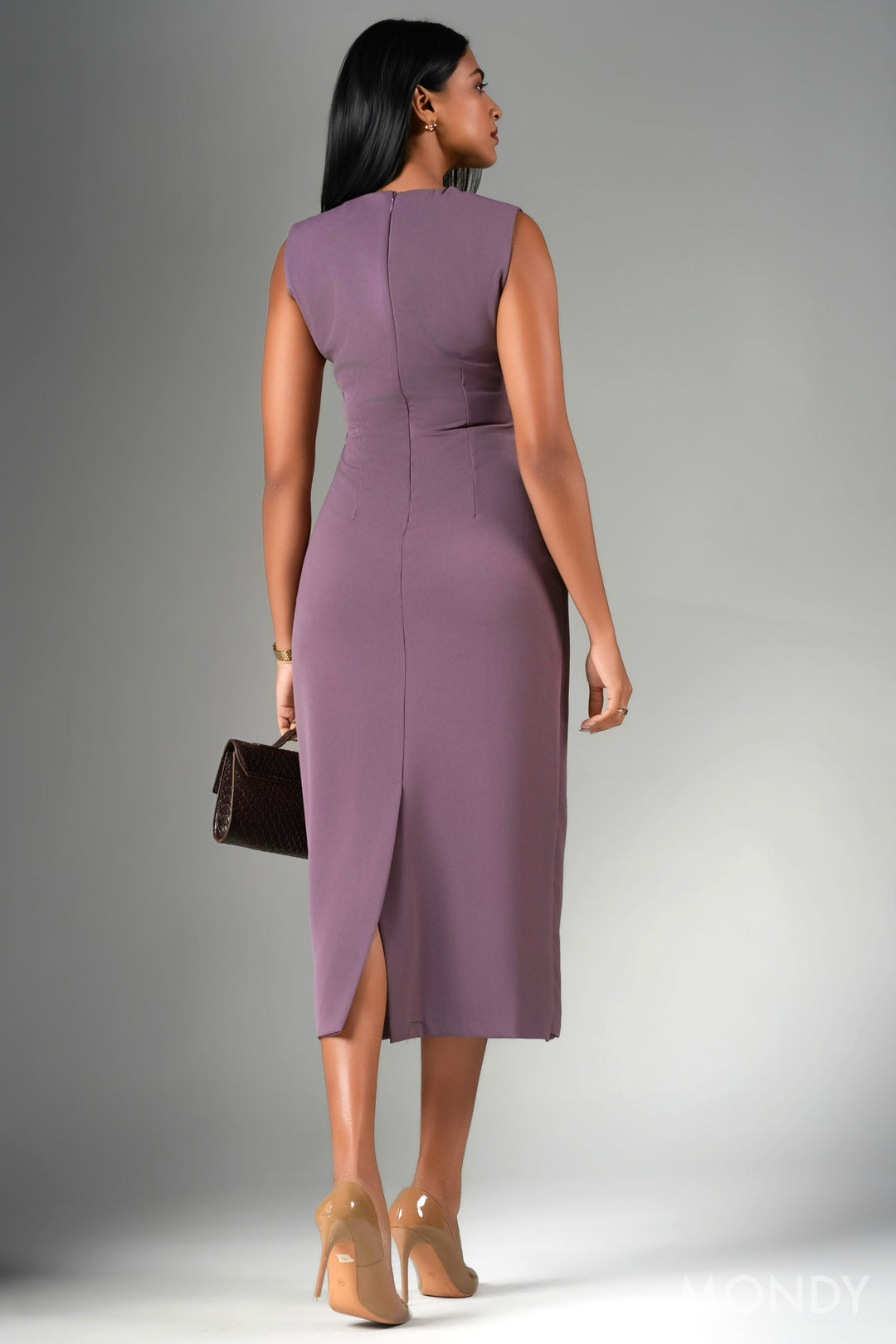 Mock Wrap Midi Dress