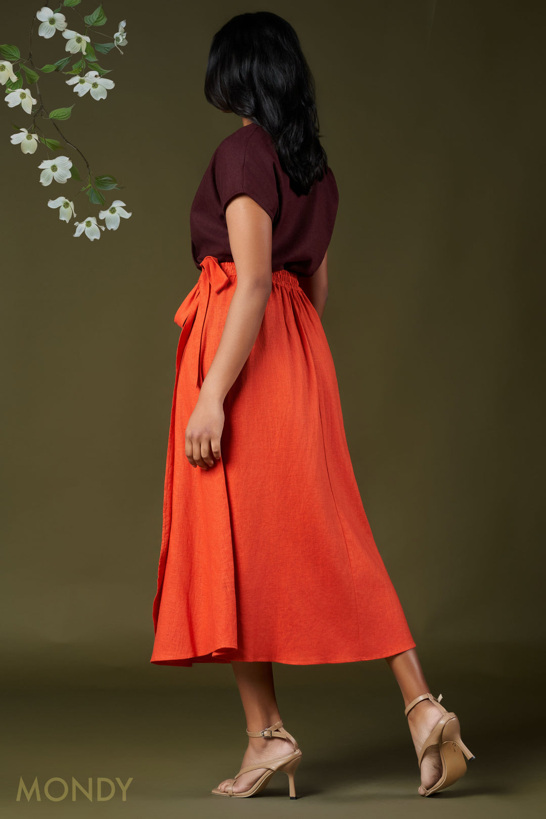 Wrap Style Midi Skirt