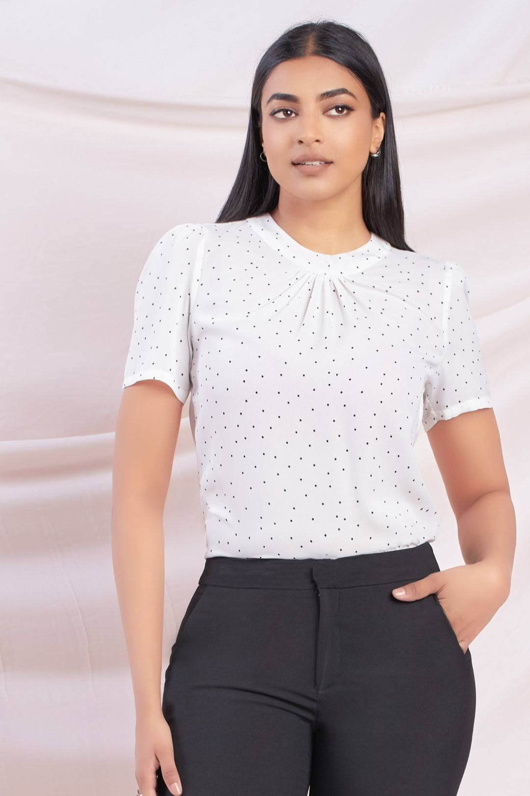 White Polka Dot Top