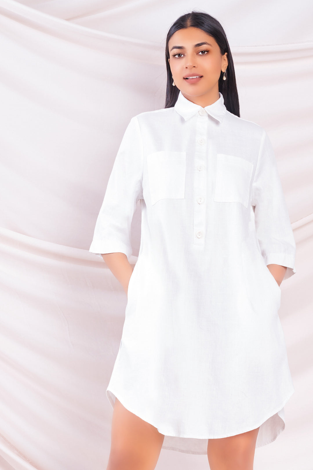 White Mini Shirt Dress
