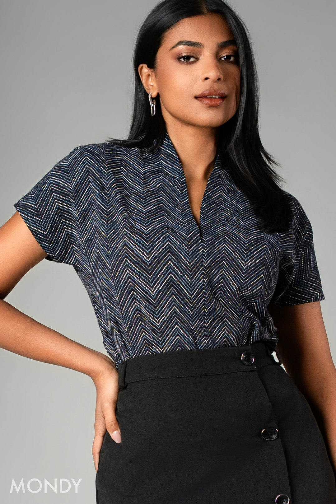 V Neck Drop Shoulder Top