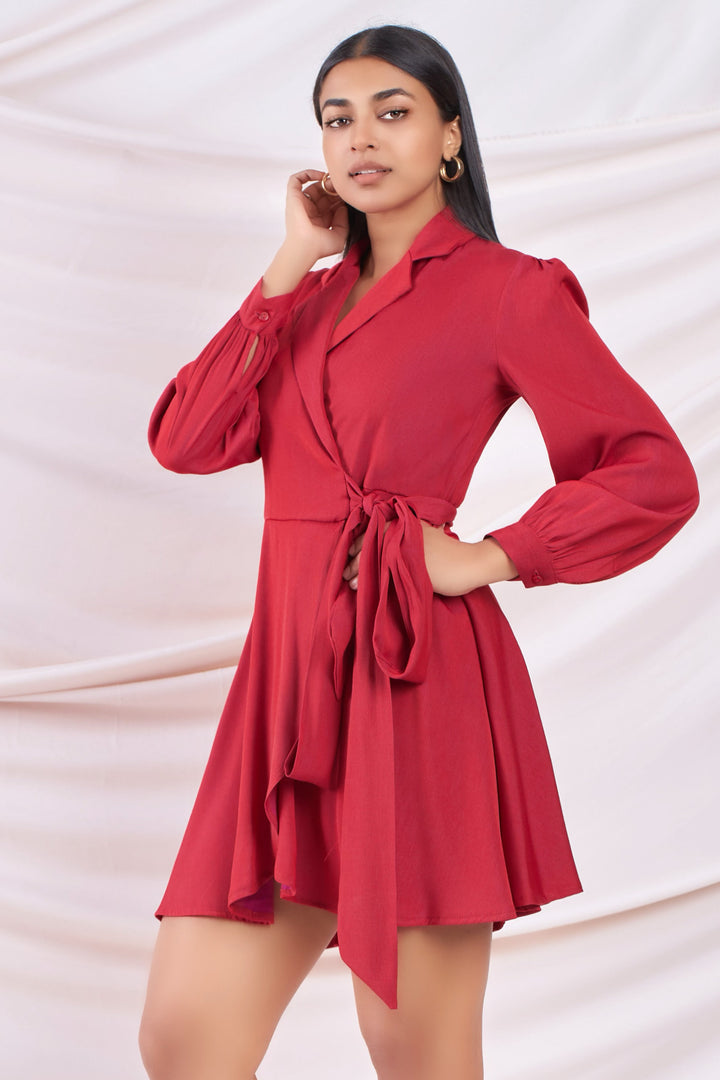Red Wrap Mini Dress