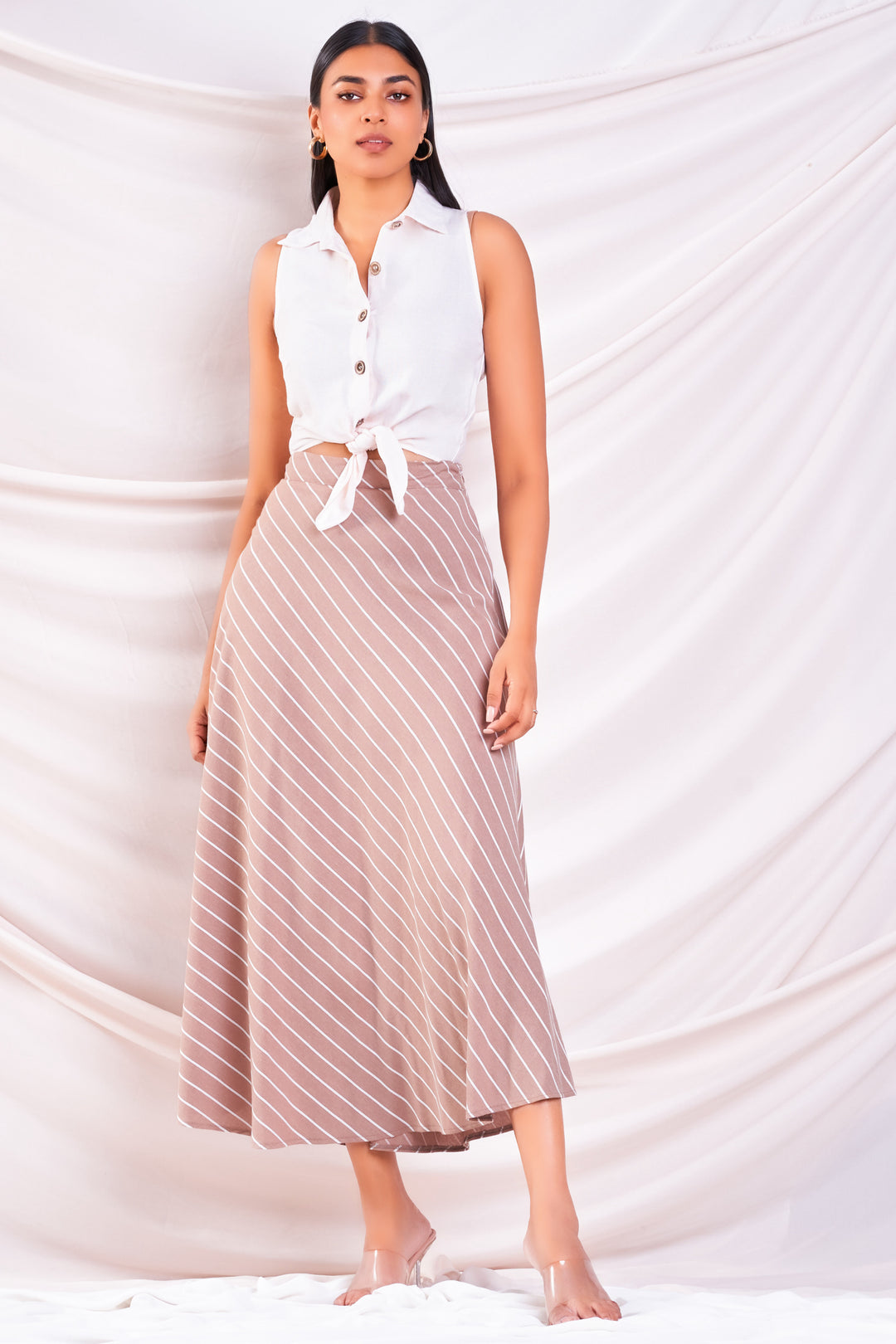 Stripe Linen Maxi Skirt