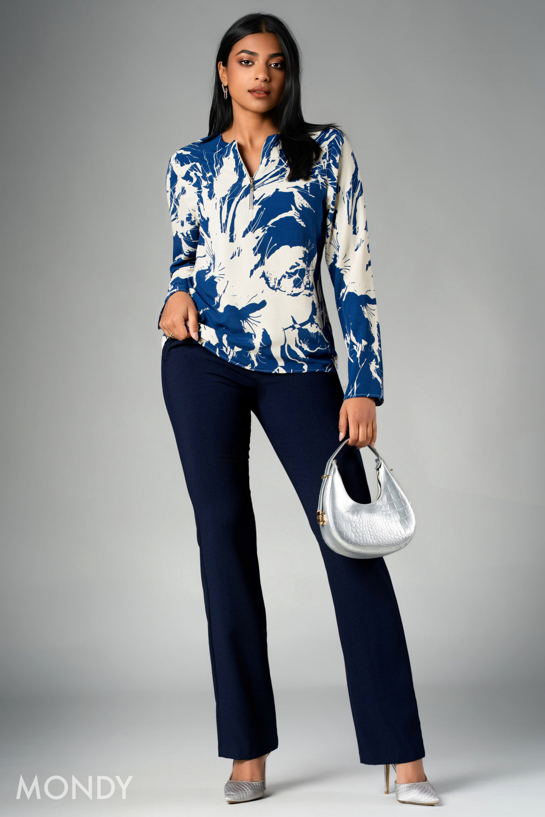 Printed Zip Up Top