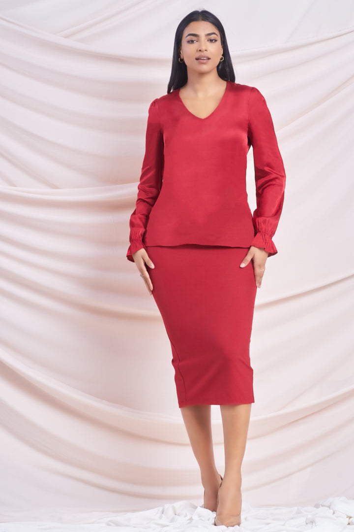 Red Long Sleeve Top