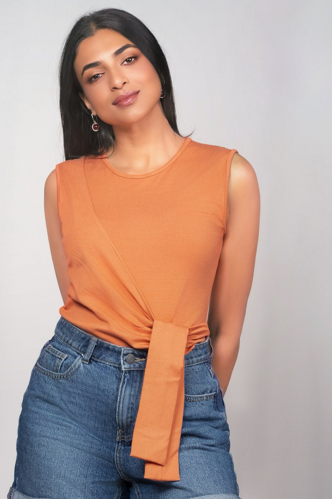 Sleeveless Mock Tie T-Shirt