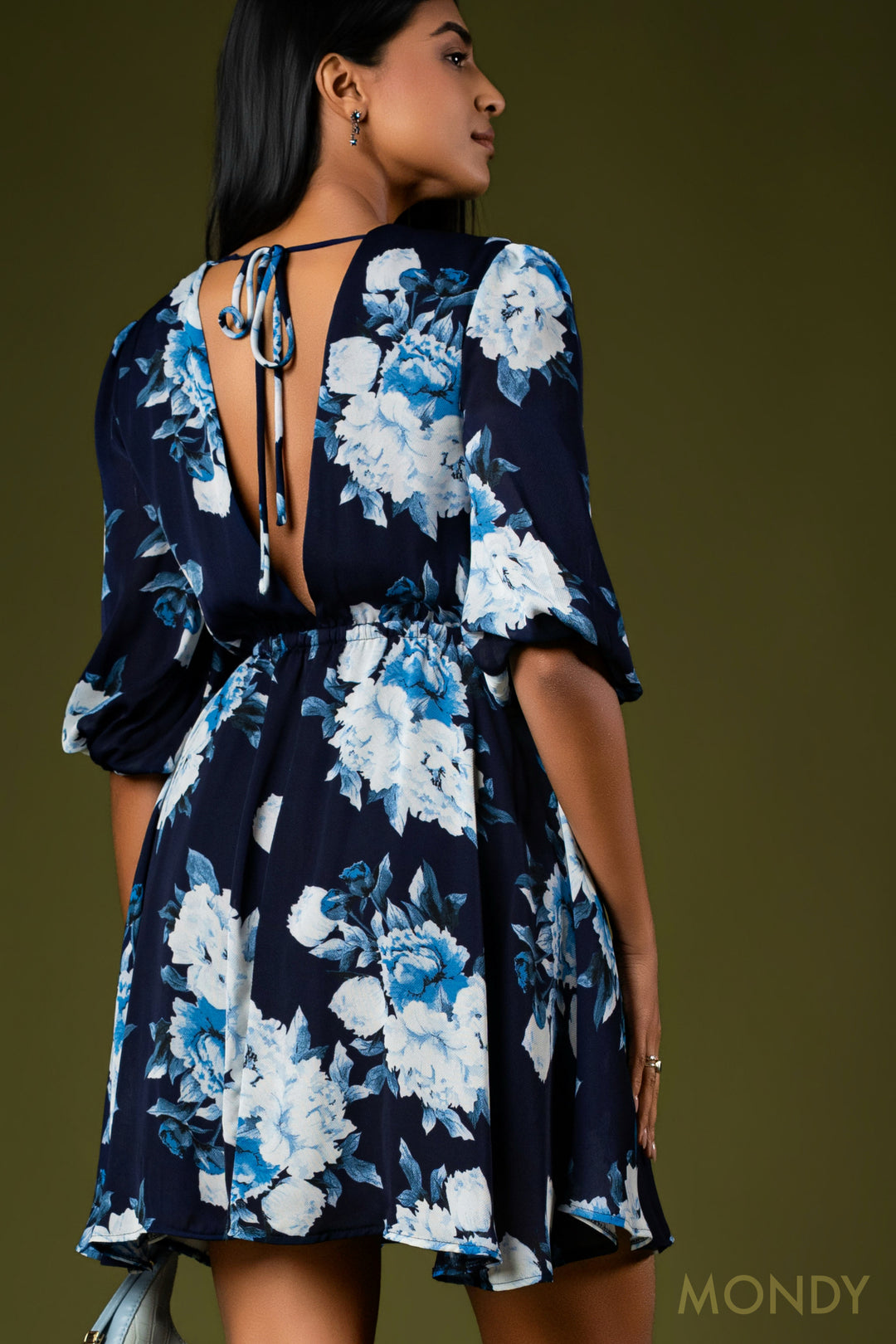Printed Backtie Mini Dress