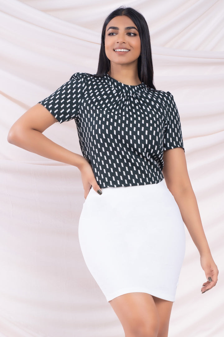 Green Printed Short Sleeve Top