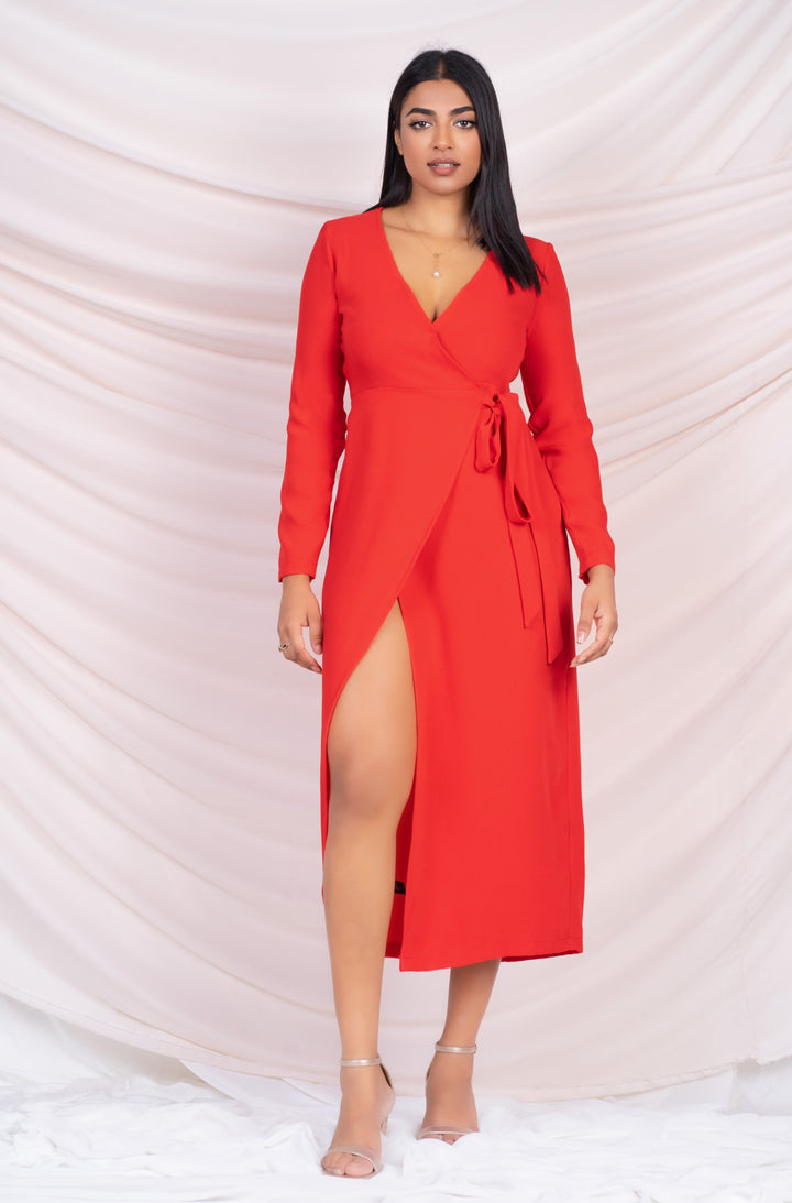 Long Sleeve Wrap Dress