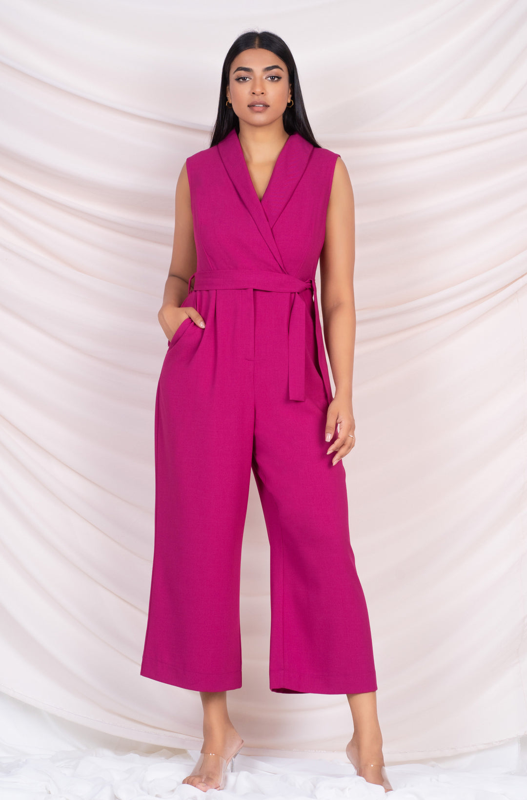 Wrap Style Cropped Jumpsuit