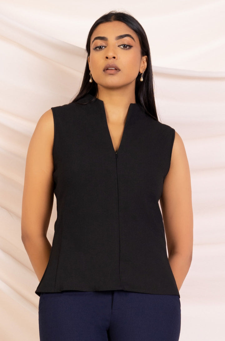 Zip Up Sleeveless Top