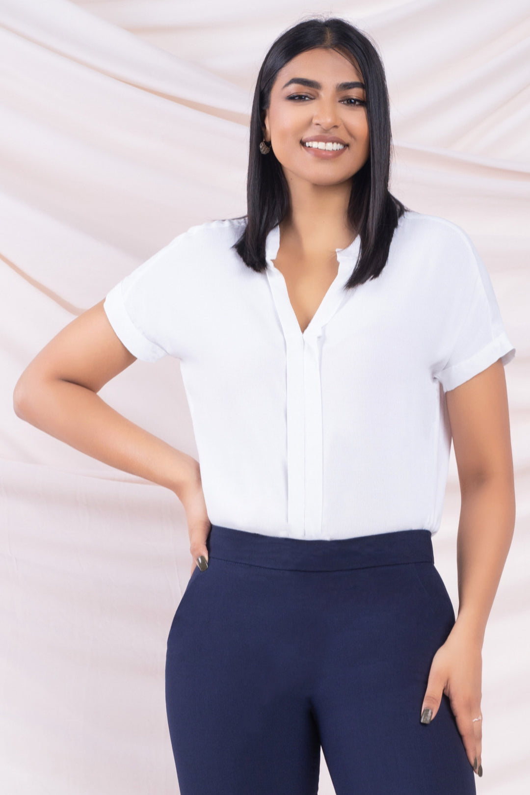 White Drop Sleeve Top