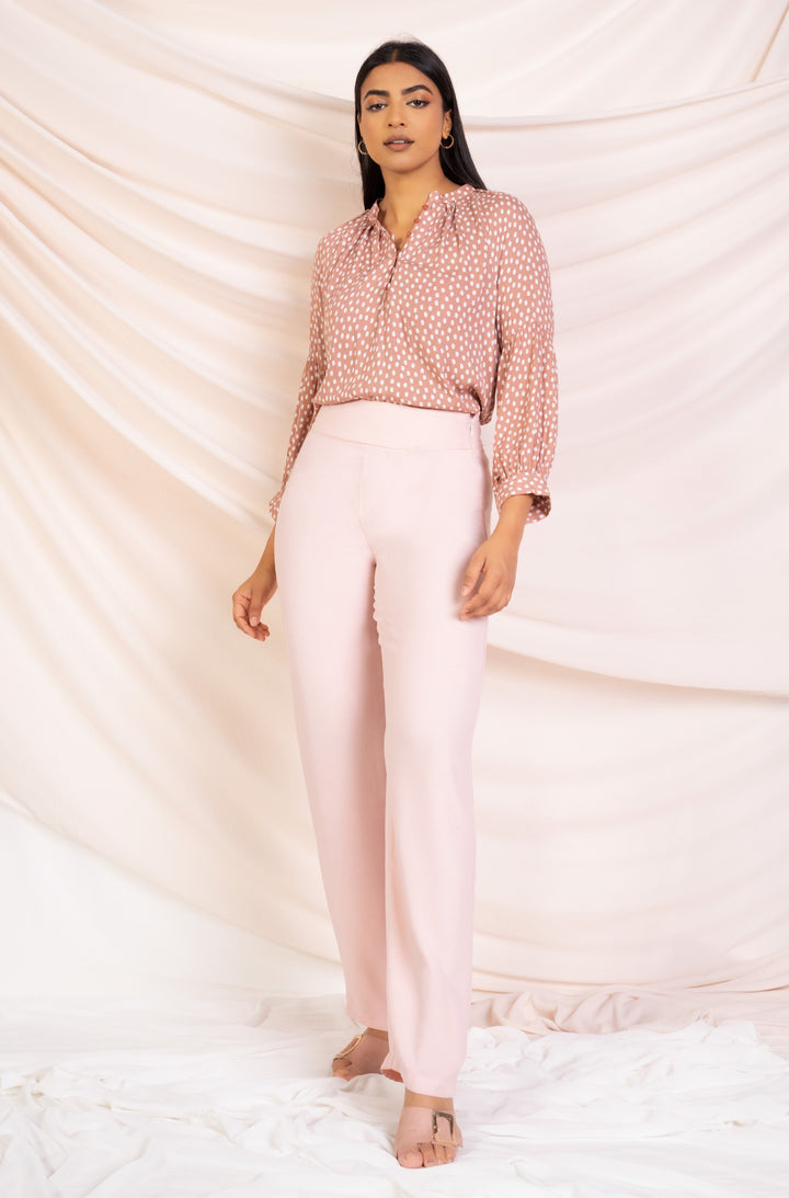 Pink Printed Flounce Sleeve Top