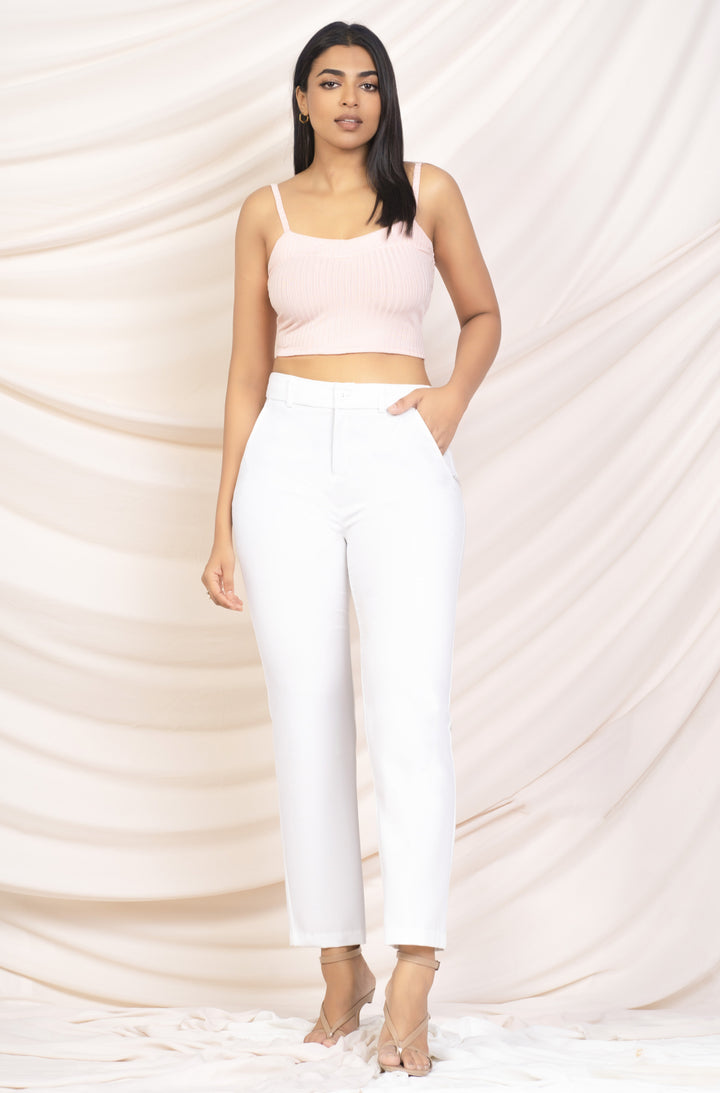 White Straight Cut Pants