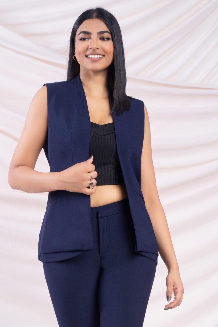 Navy Sleeveless Waistcoat