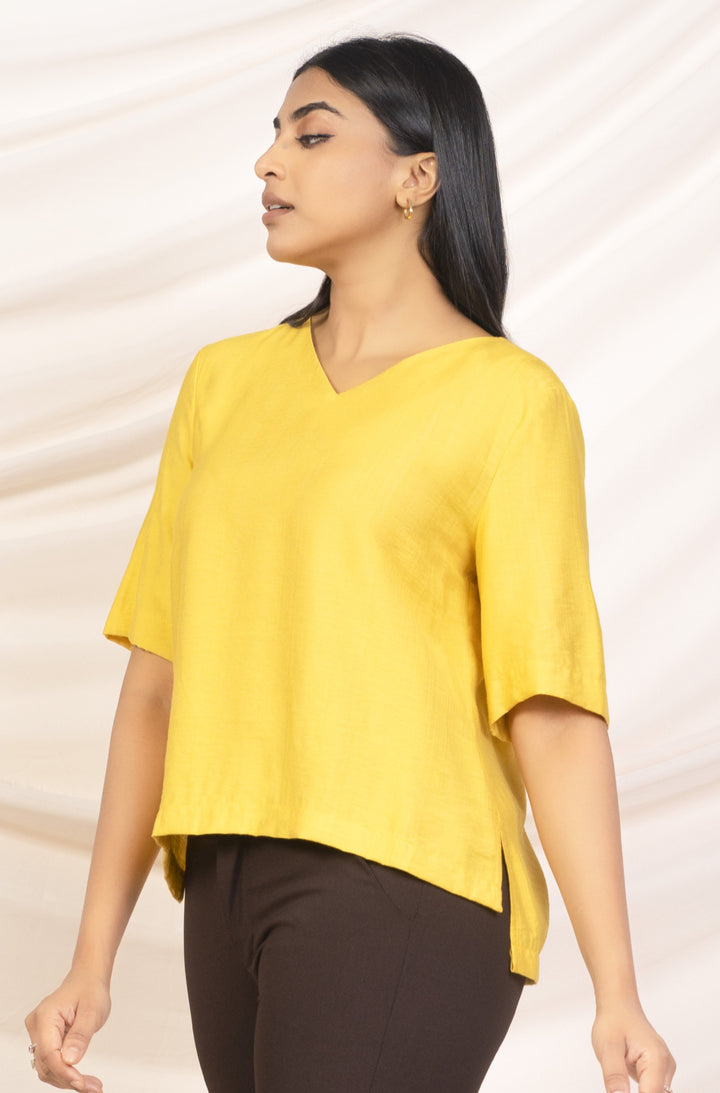 Yellow High Low Hem Top