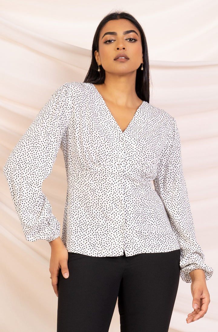 Polka Dot Puff Sleeve Blouse
