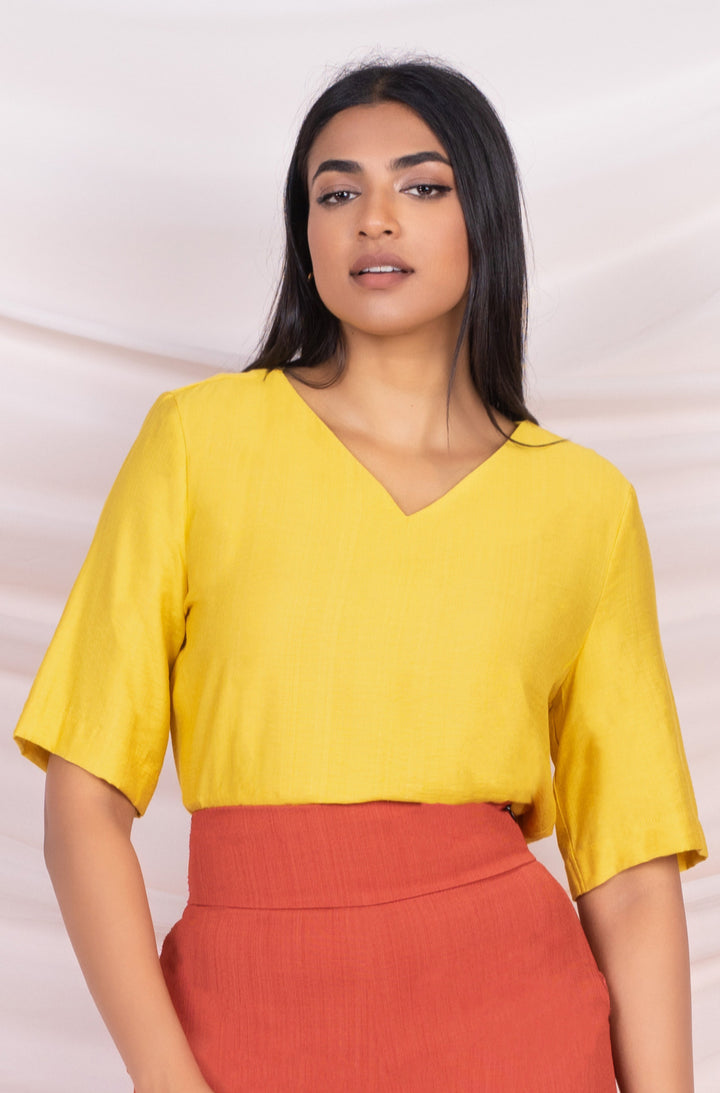 Yellow High Low Hem Top