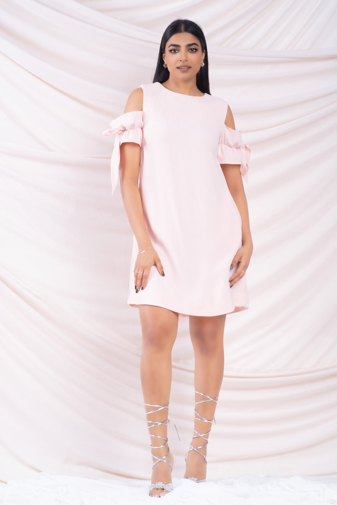 Pink Sleeve Tie Mini Dress